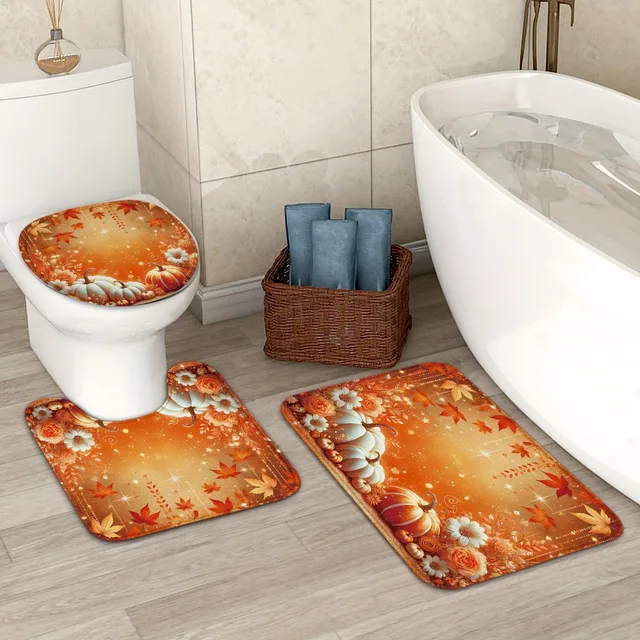 1/4pcs Autumn Thanksgiving Shower Curtain Set 6