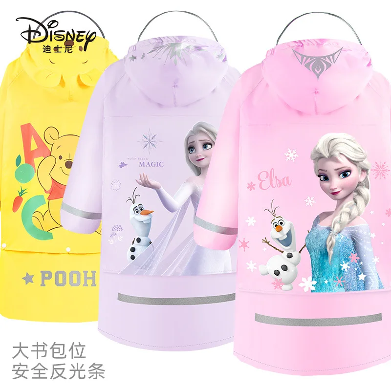 Disney Kids Raincoat Girls Frozen Elsa Anna Kids Baby Student Poncho Boy Girls Waterproof Rain coat With Hood Birthday Gift