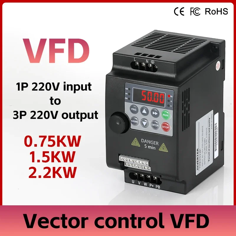 

VFD Inverter 0.75KW-2.2KW micro inverter Frequency converter 220/380V frequency 3 phase variable frequency drive