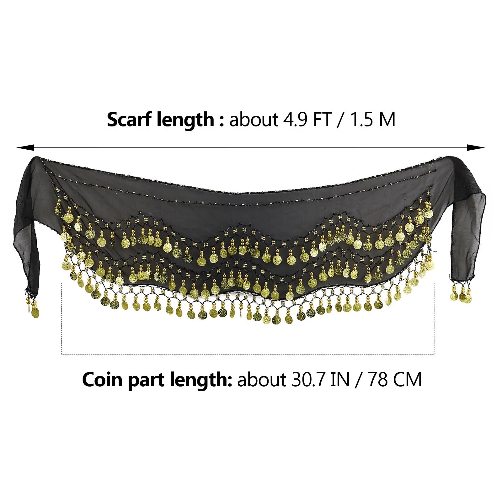Chiffon Belly Dancer Hip Scarf 128 Firmly Seamed Sound Ideal for Dancing Classes Halloween Costume Parties