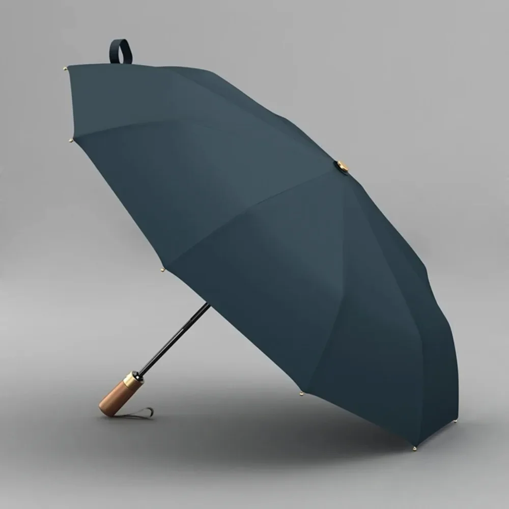 Fully Automatic Wooden Handle Umbrellas Men Foldable For Both Sunny And Rainy Use Folding Umbrella Automatic Umbrella