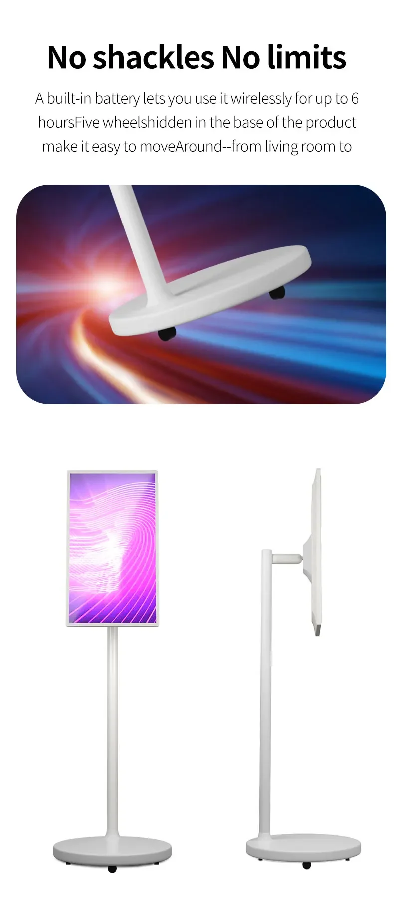 Newest Interactive 24 Inch Standby ME Smart Display Television Touch Monitor Lcd Screen Moveable