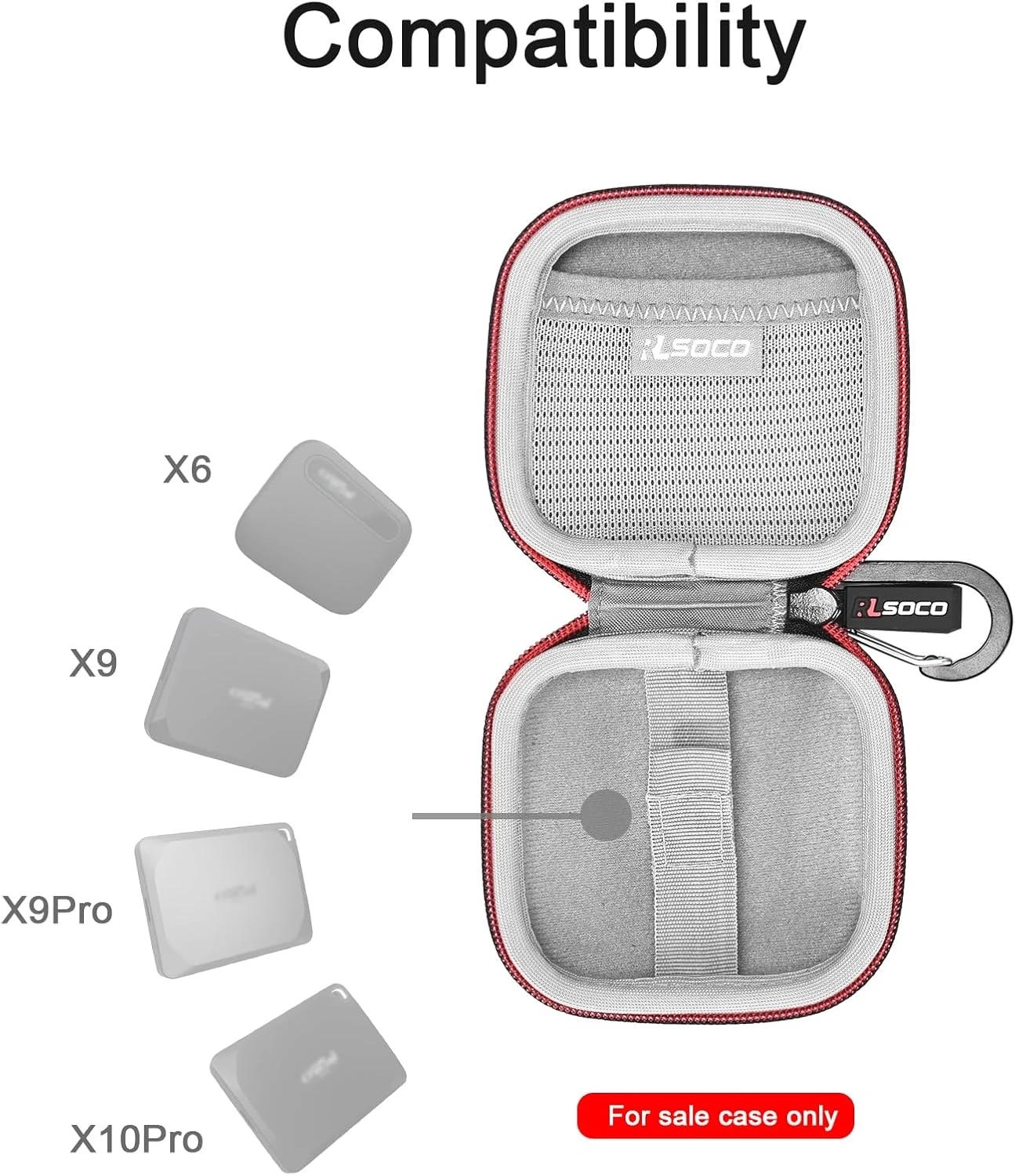 크루셜 X10/X9/X10 Pro/X9 Pro/X6 포터블 SSD 1TB/2TB/4TB/6TB/8TB 외장형 솔리드 스테이트 드라이브용 하드 케이스 (케이스만)