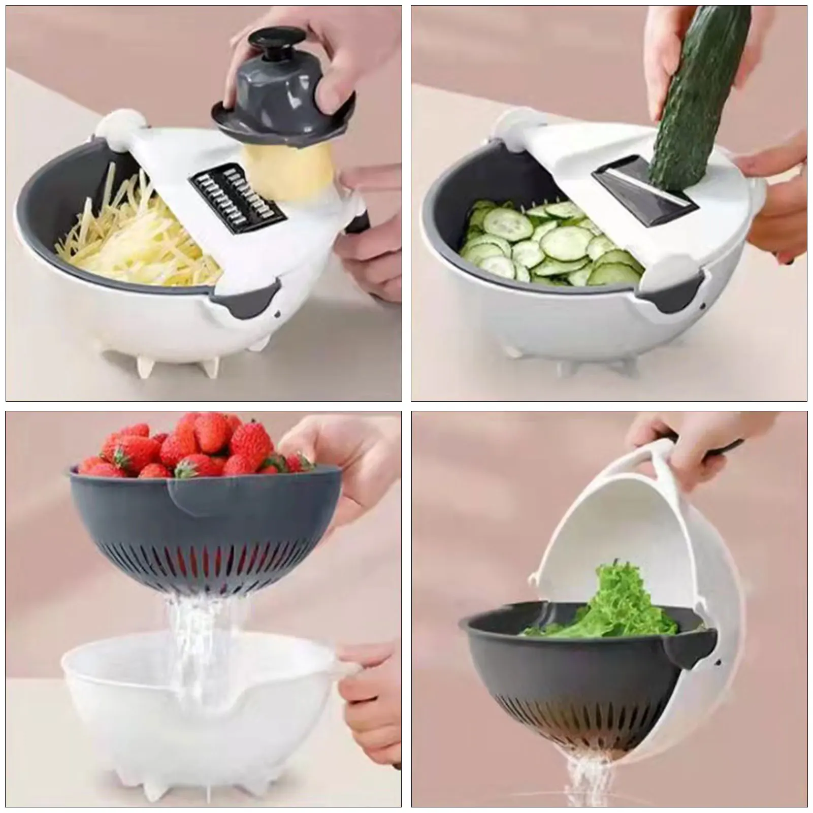 Multifunctional Vegetable Slicer 9 In 1 Rotate Vegetable Cutter With