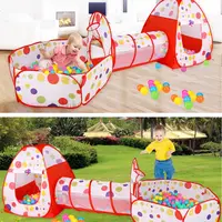 Children's Tent Foldable Baby 3In1 Playground Playpen for Children Indoor Balls for Dry Pool with Polyester Tunnel Games for Kid 2