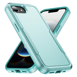 Heavy Duty Rugged Shockproof Protective Case with Hard PC Back Cover - iPhone 16e (Green - Green)
