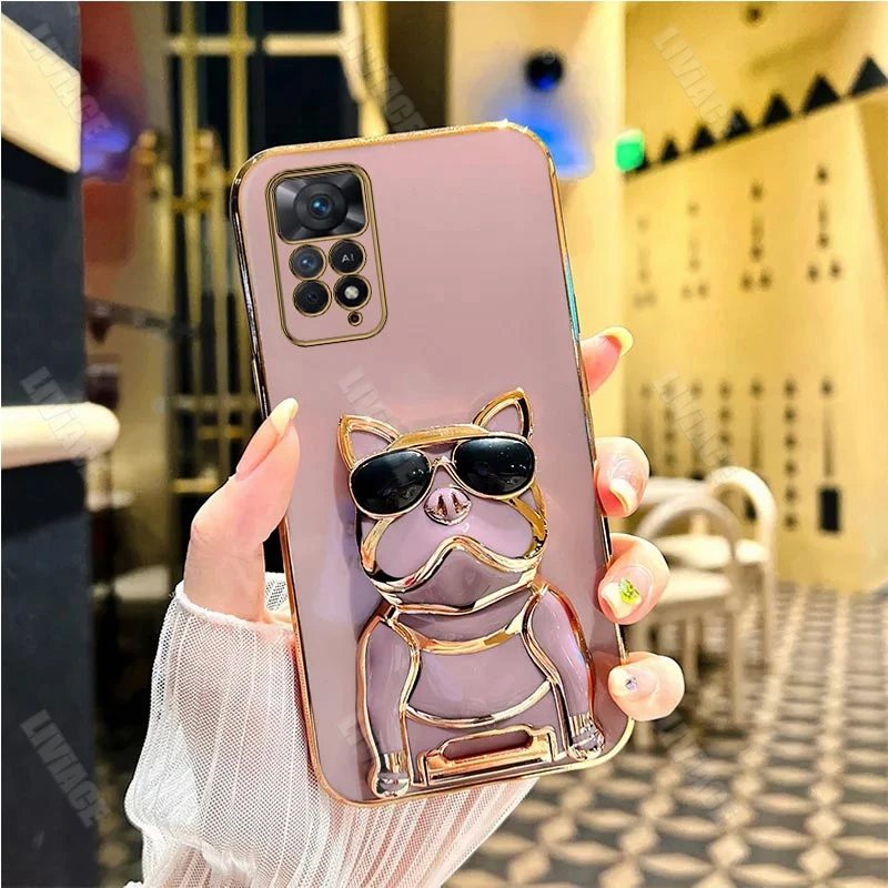 Sonnenbrille Bulldog Plating Halterung Fall für Xiaomi Redmi Hinweis 11 8 9 Pro Max 10 12 10s 11s 9A 9T 9C Nfc 4G 5G Abdeckung_voghion.com