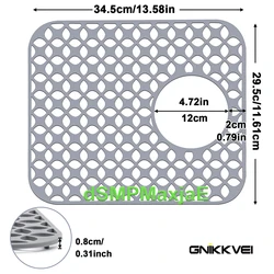 Silicone Kitchen Sink Protector Mat - Durable Farmhouse Sink Accessory - Silicone (C- 34cm grey - rear)