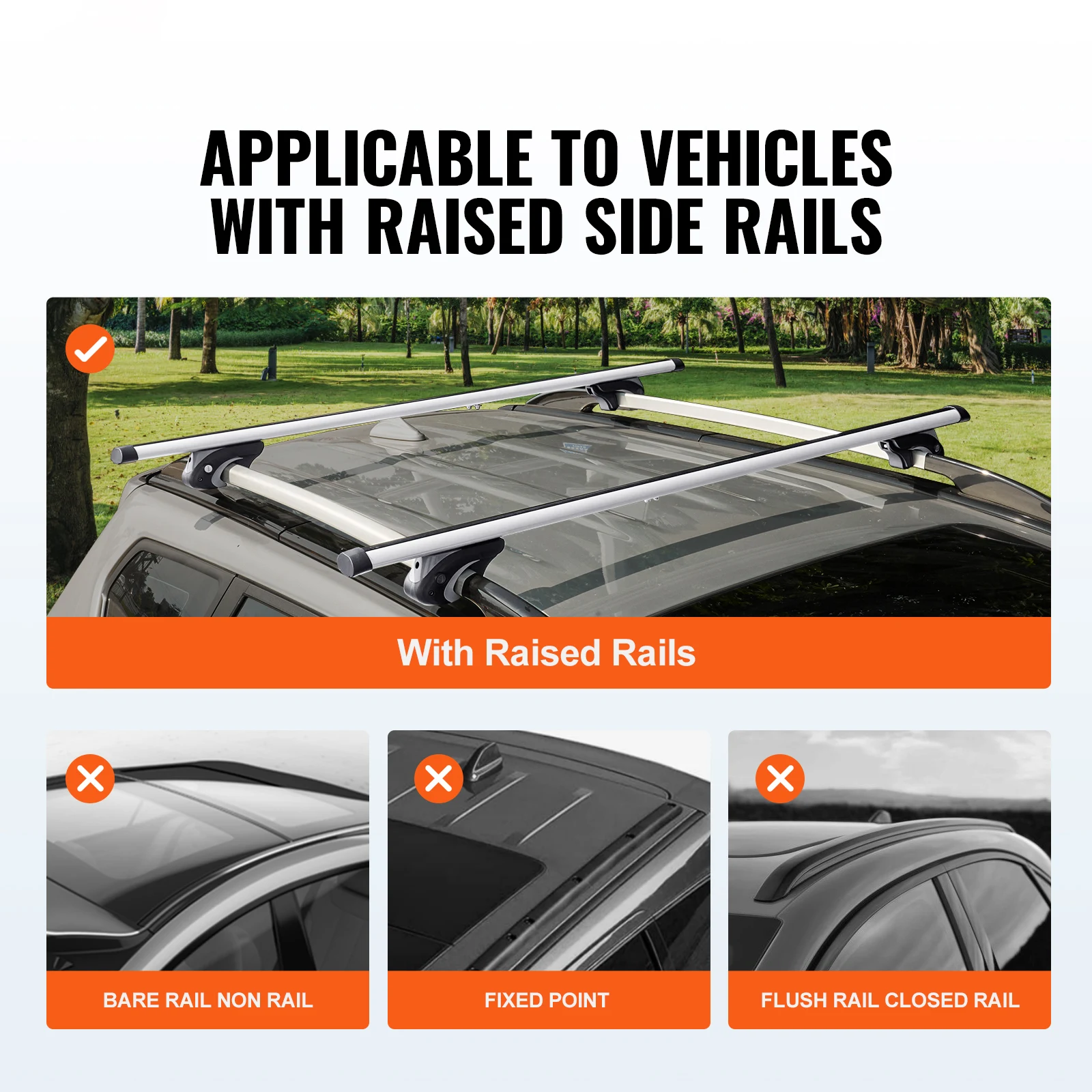 SucceBuy Roof Rack Crossbar Adjustable Aliuminum Roof Rail Crossbar Baggage Luggage Carrier 200LBS Silver Black car exterior parts