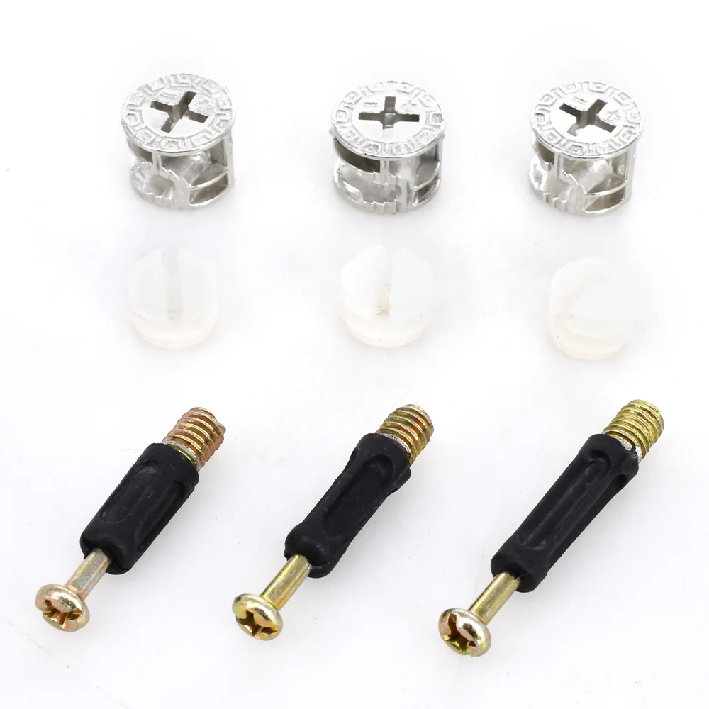 M6 Length 32 35 40mm 90pcs/set Eccentric Wheel Nut 3 in 1 Furniture Connecting Kit ConnectorBolt clothes cabine desk link fixer