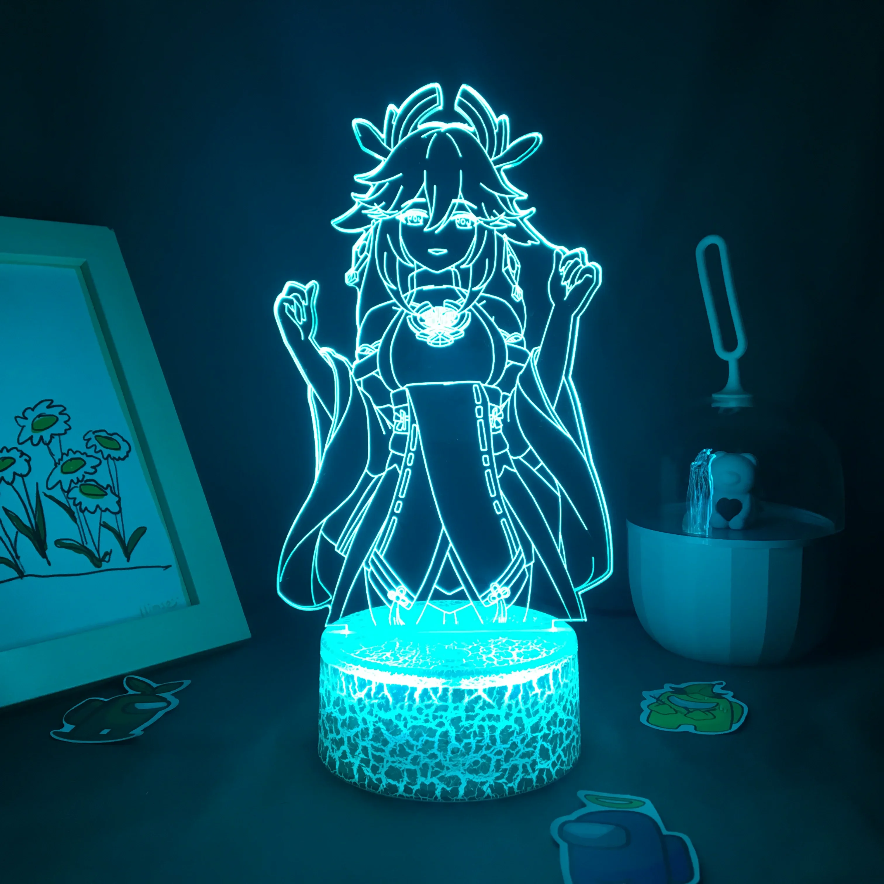 Candeeiro de Mesa Acrílico, Luz Noturna, Suporte