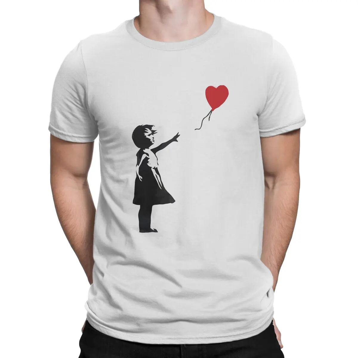 

Banksy Wall Art Girl with Balloon Essential T Shirt Vintage Homme Men's Tshirt O-Neck Men Clothes