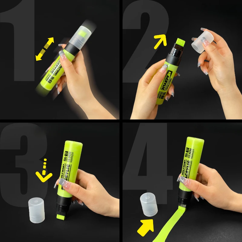 15mm 잉크 리필 가능 와이드 헤드 아크릴 마커 펜 빠른 건조 방수 다중 재료 그림 낙서 수성 페인트 펜