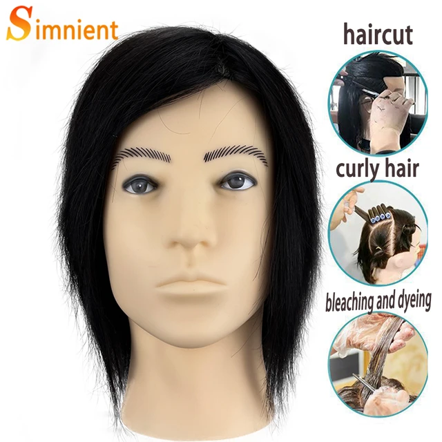 Male Mannequin Head with Human Hair for Barber Shops Styling Cutting  Practicing - AliExpress