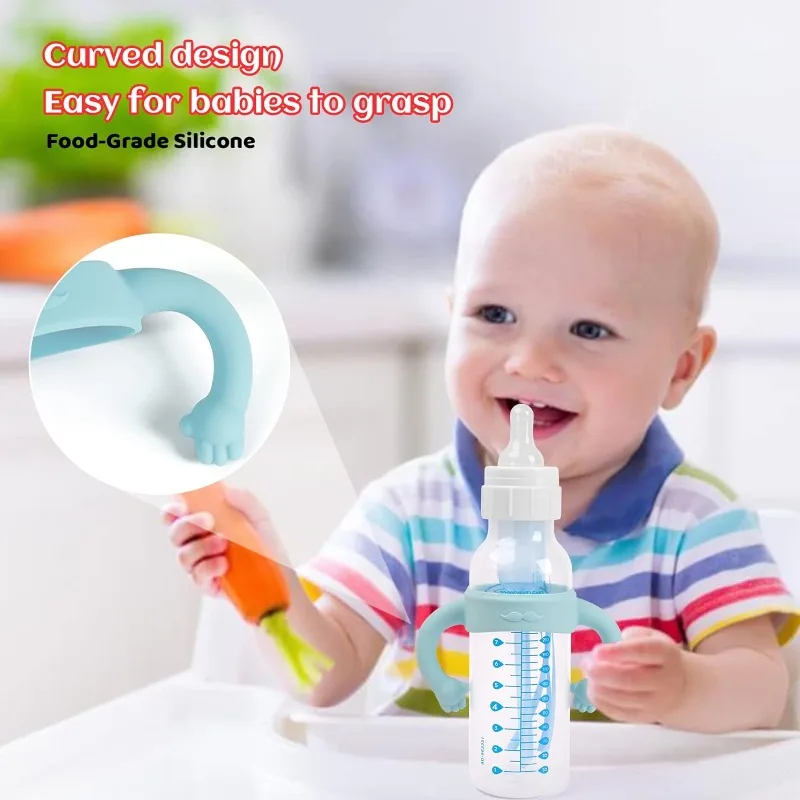 Baby Silicone Bottle Handles Natural Baby Bottle Handle Wide Neck Feeding Handle Easy Carry Lightweight