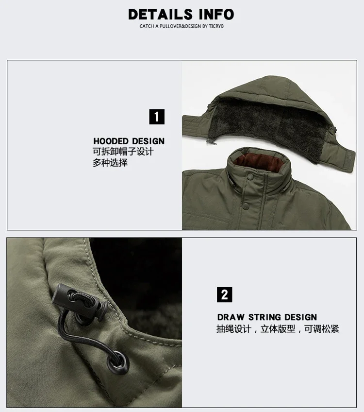 Men's Plus Size Parka Coat Winter Warm