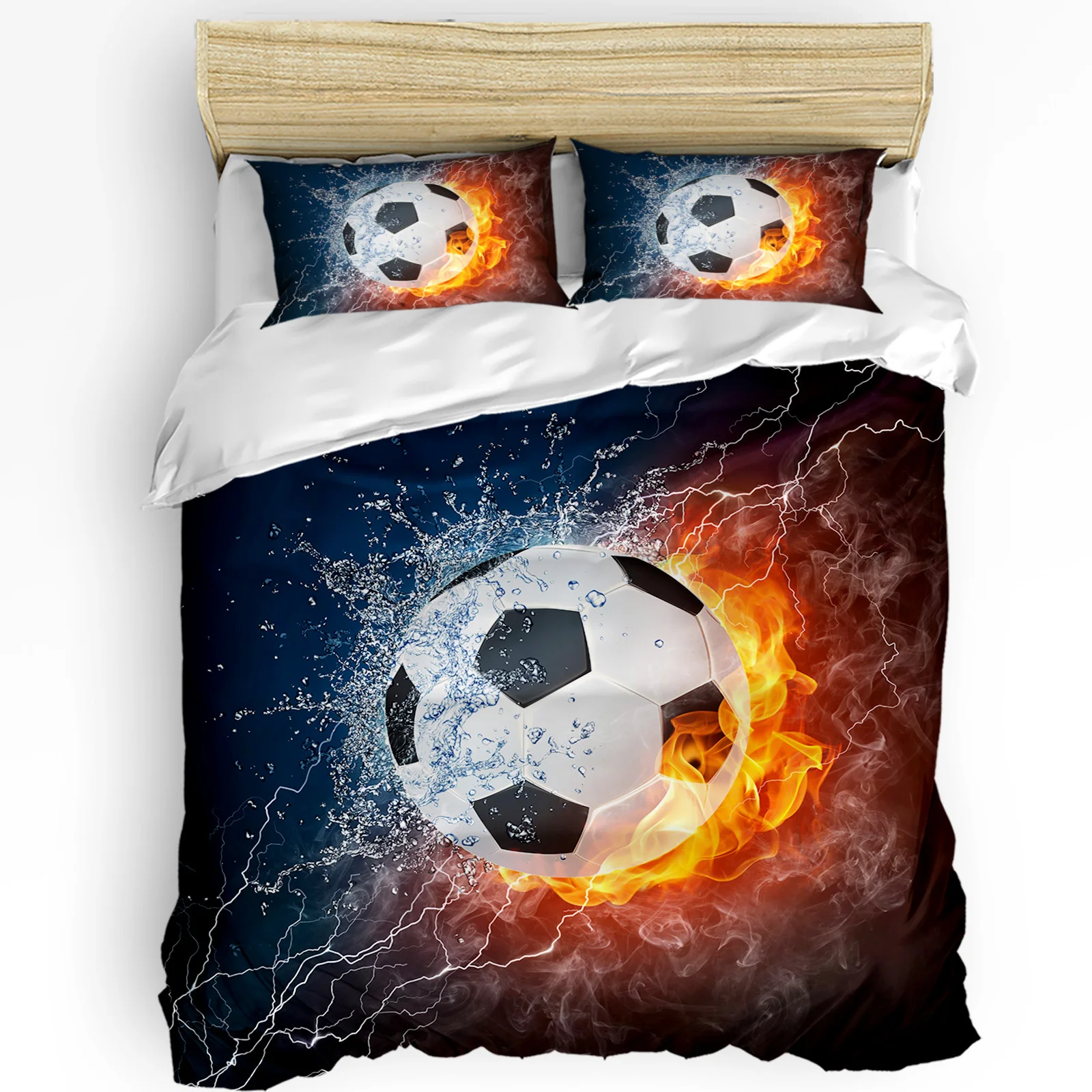 

Soccer Football Game Fire Water Bedding Set 3pcs Duvet Cover Pillowcase Kids Adult Quilt Cover Double Bed Set Home Textile