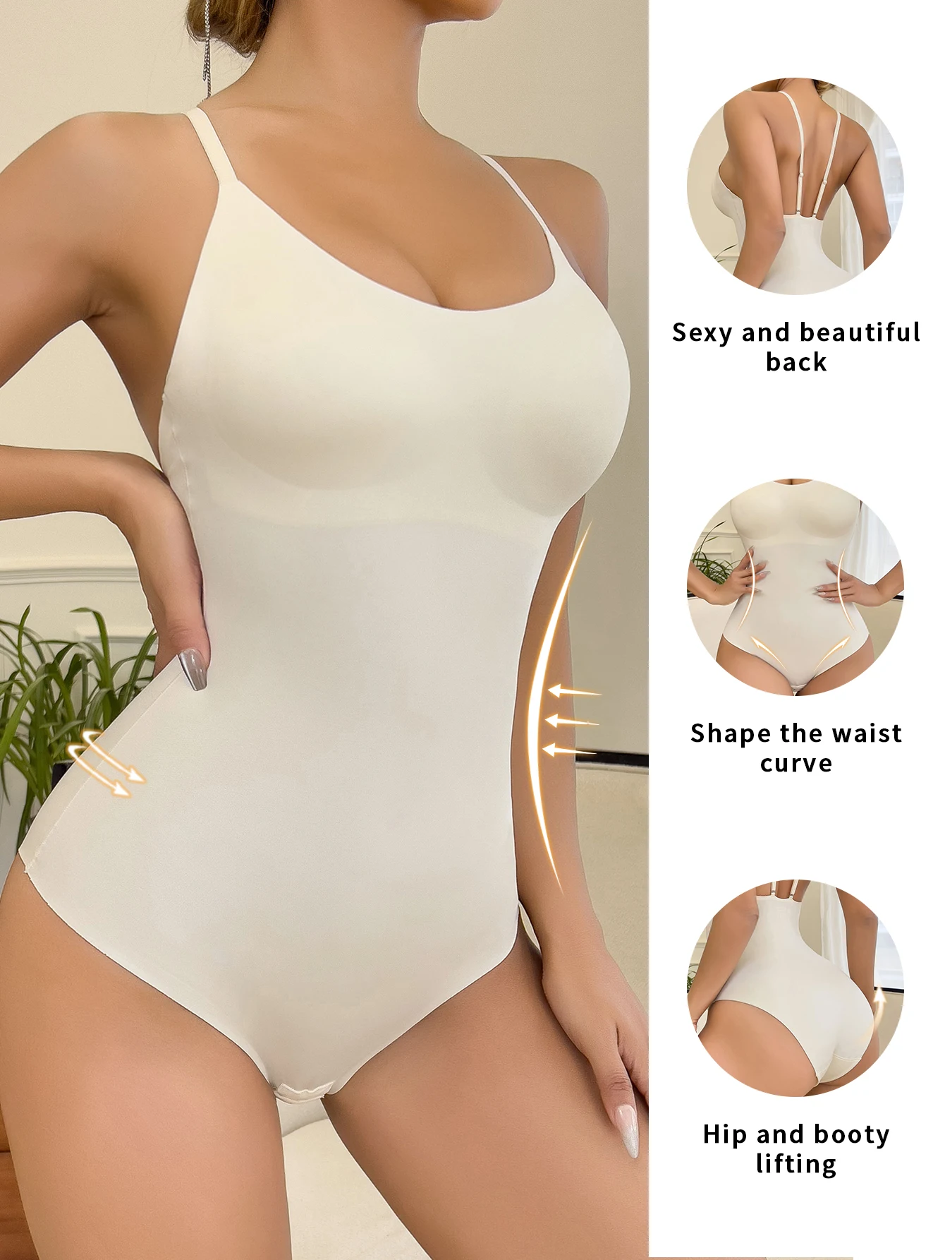 Women's seamless knit white Fall/Winter Shapewear Push-up vest Underwear Base Jumpsuit Soft breathable light corset