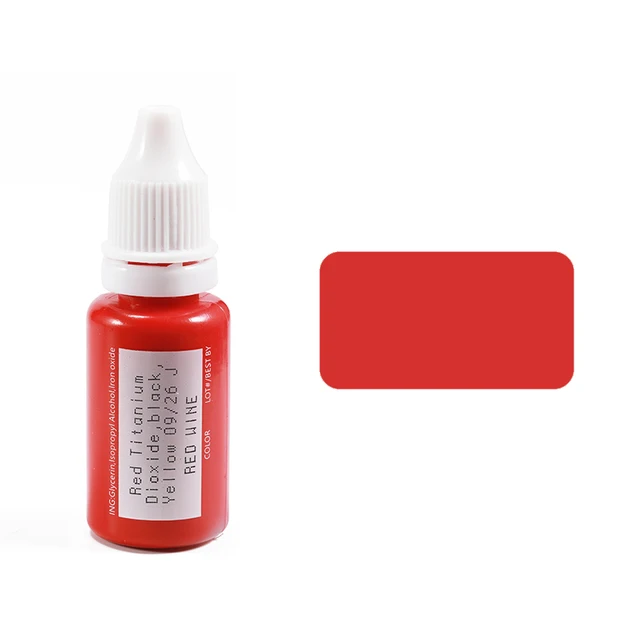 15ml Tattoo Ink Set Permanent Makeup Eyebrow Lips Eye Line Tattoo Color Microblading Pigment for Body Beauty Tattoo Art Supplies Red Wine