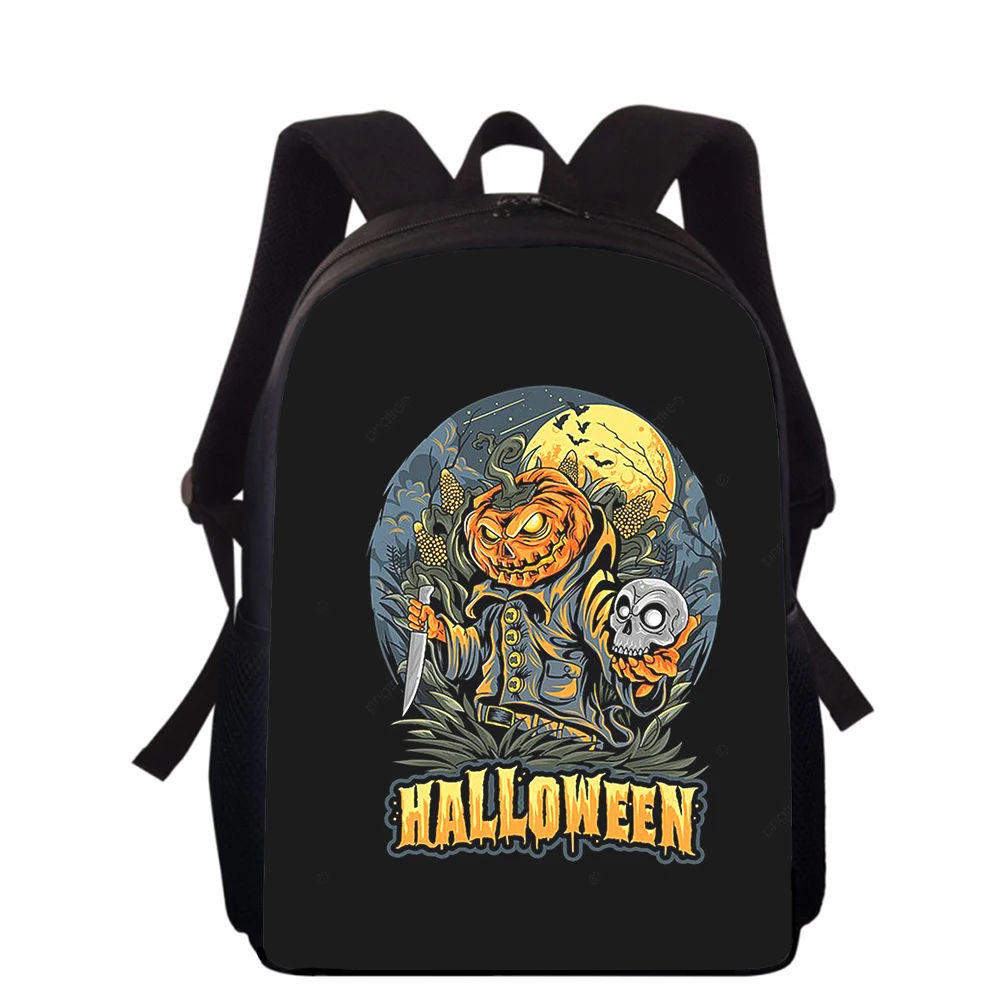 Horror Halloween gift Pumpkin head 15” 3D Kids Backpack Primary School Bags for Boys Girls Back Pack Students School Book Bags