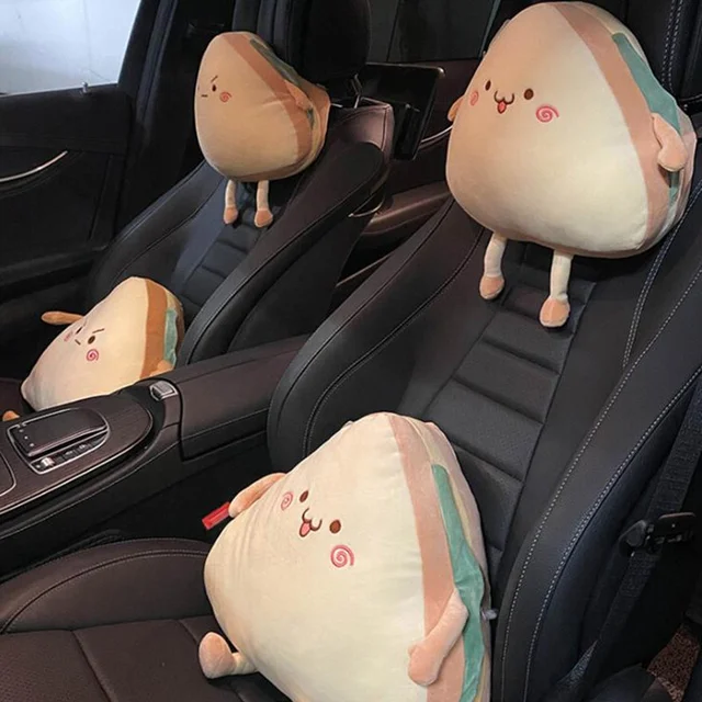 Cartoon Cute Sandwich Car Seat Head Rest Waist Pillow Sofa Office Sleeping Neck Pillow Car Interior Accessories Car Neck Cushion