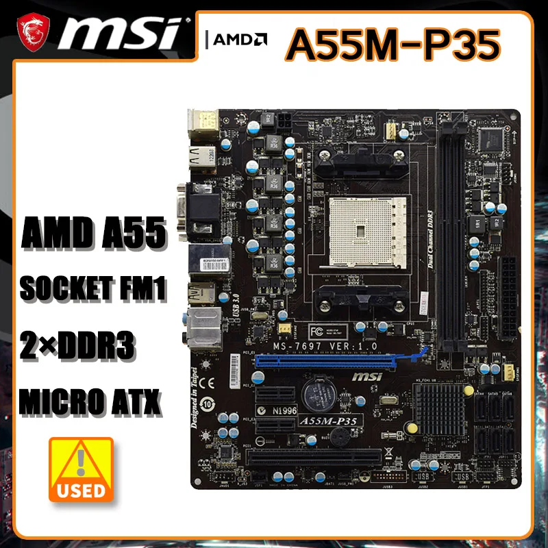 AMD A55 motherboard MSI A55M P35 Motherboard Socket FM1 DDR3 16GB PCI E ...