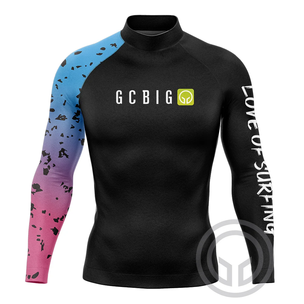New Mens Swimsuit Swimming T-shirt Basic Skins Long Sleeve Rash Guard Beach Swim Tight Shirt Surfing Diving Gym Clothing