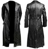 MEN'S GERMAN CLASSIC WW2 MILITARY UNIFORM OFFICER BLACK REAL LEATHER TRENCH COAT 2