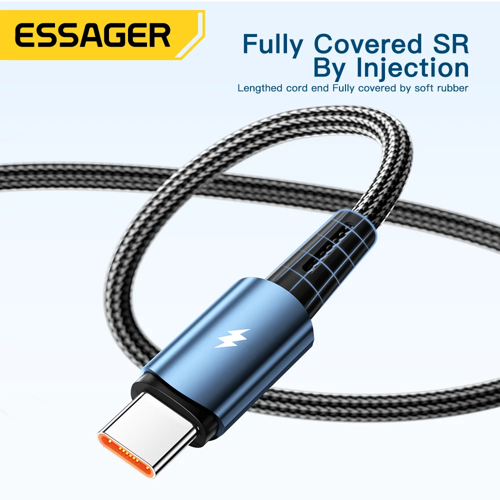 كابل Essager 120 وات USB من النوع C شحن سريع للغاية شحن سريع 6A لهاتف Xiaomi 12Pro Redmi K50 Note 11 Pro لهاتف iPhone 16 pro max 15