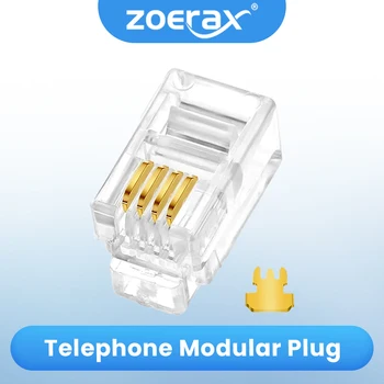 ZoeRax โทรศัพท์ Modular Plug RJ11 4P4C/6P4C/6P6C สําหรับสายโทรศัพท์เข้ากันได้กับ Solid/Stranded Wire 1