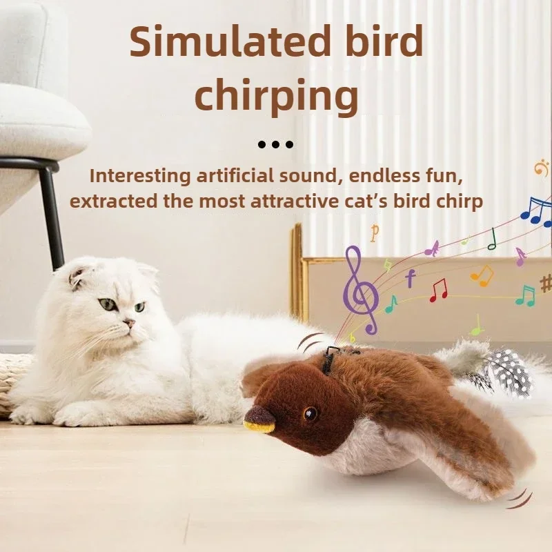 Electric Plush Bird Cat Toy with Catnip and Realistic Sounds