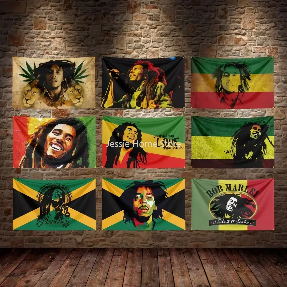 레게 밥 말리 가수 깃발, 폴리 에스터 디지털 인쇄, 음악 기념품, 장식용 배너, 3X5Ft 