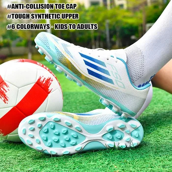 Scarpe da Calcio per Bambini e Adulti TF AG Tacchetti Antiscivolo con Borchie Rotonde in TPU per Allenamento Indoor e Outdoor Multicolore