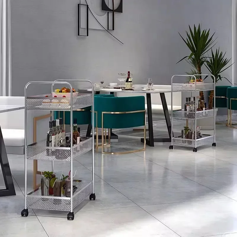 Modern Simple Beauty Salon Golden Iron Trolley Nail Art Eyelash Storage Cart Hairdressing Embroidery Special Mobile Storage Rack