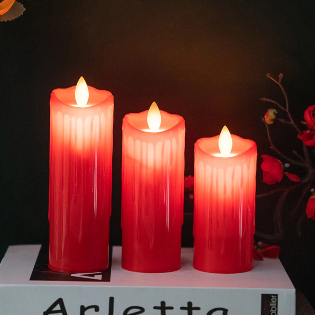 11/13/15CM Flameless Candles Light LED Electronic Red Artificial Candle Battery Powered Home Party Festival Halloween Decoration