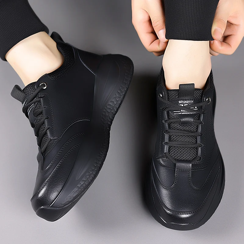 أحذية جلدية رجالية عصرية للخريف، أحذية رسمية كلاسيكية للأعمال، أحذية رياضية مريحة بنعل سميك للمكتب والخارج والمشي اليومي