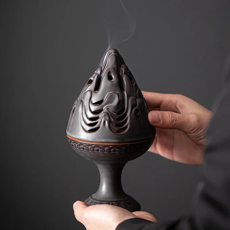 

Boshan Incense Burner Antique Ceramic Incense Burner Household Indoor Tea Ceremony Zen Buddha Dish Incense Sandalwood Seat