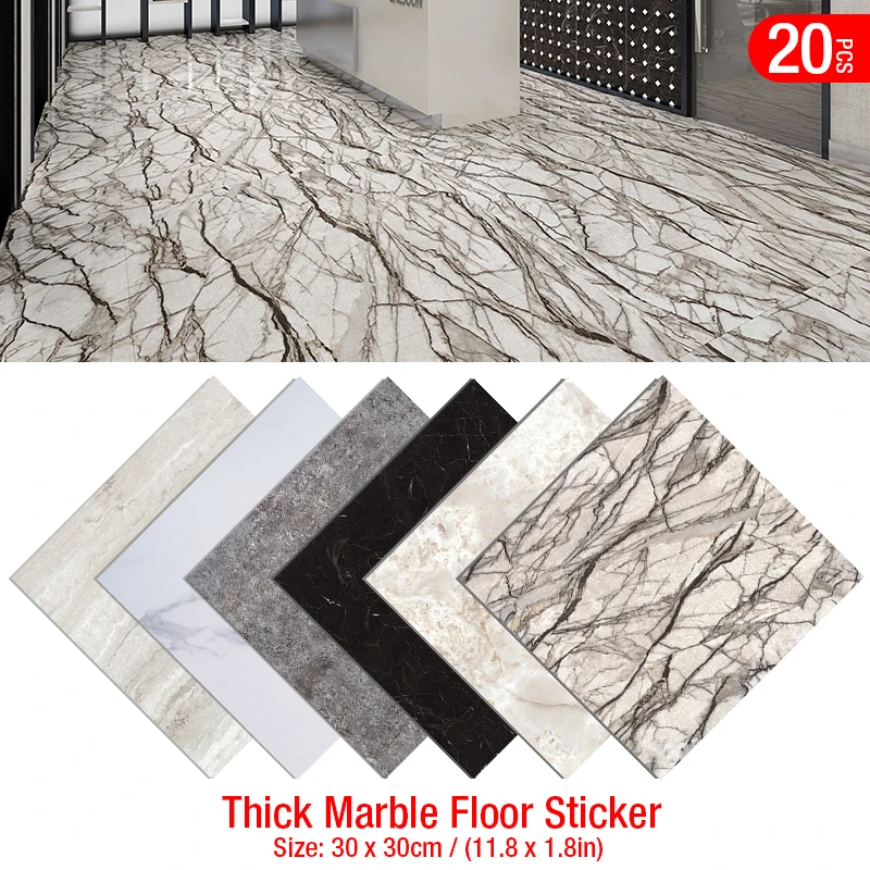 Simulated Marble Tile Floor Sticker PVC Waterproof Self-adhesive for Living room Toilet Kitchen Home Floor Decor 3d Wall sticker tile repair paste adhesive paste porcelain repair glue tub repair kit toilet marble floor tile pit repair crack repair hole