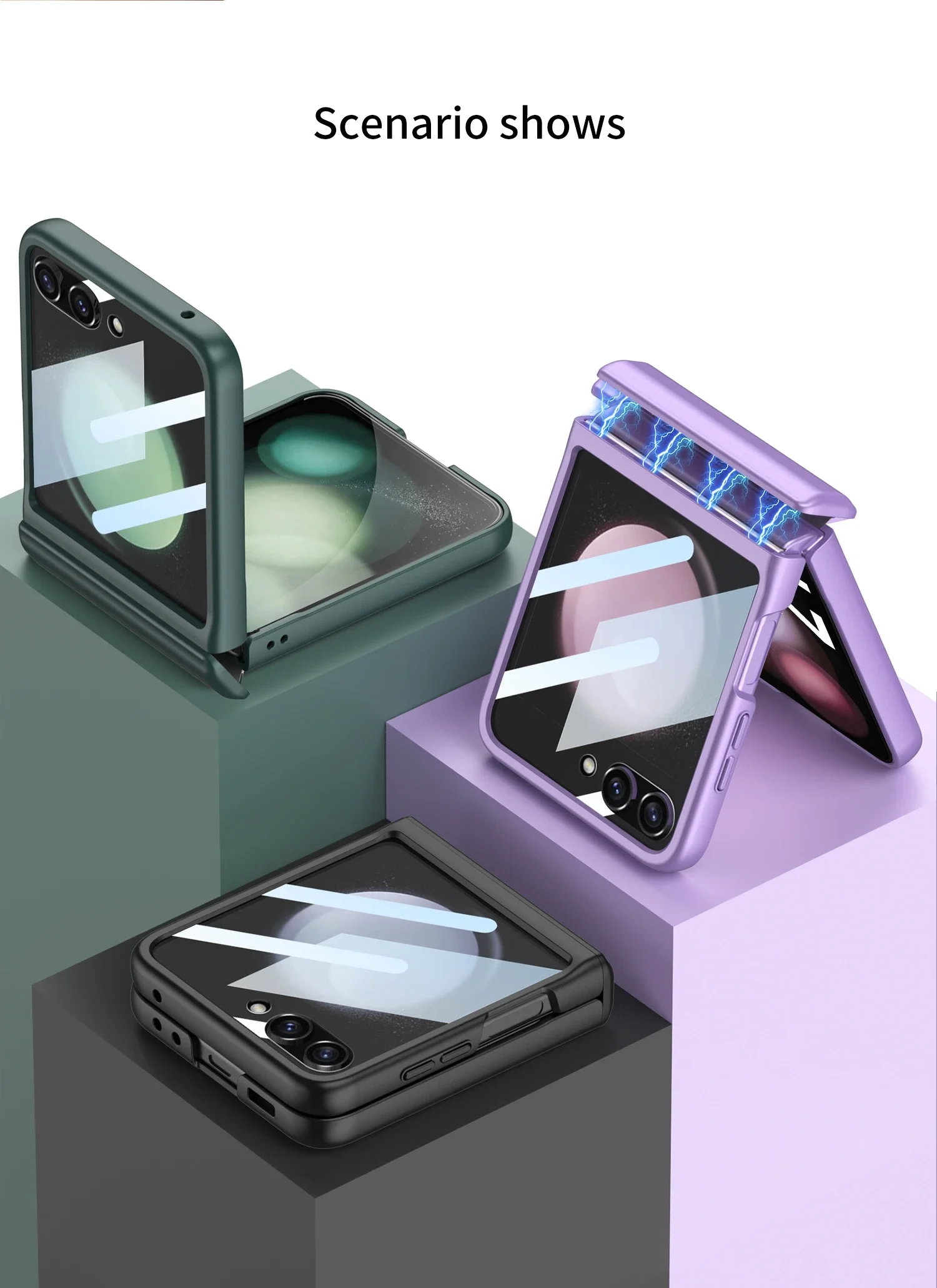 Original Case for Samsung Galaxy Z Flip 5 6 7 Magnetic Hinge With Screen Glass A