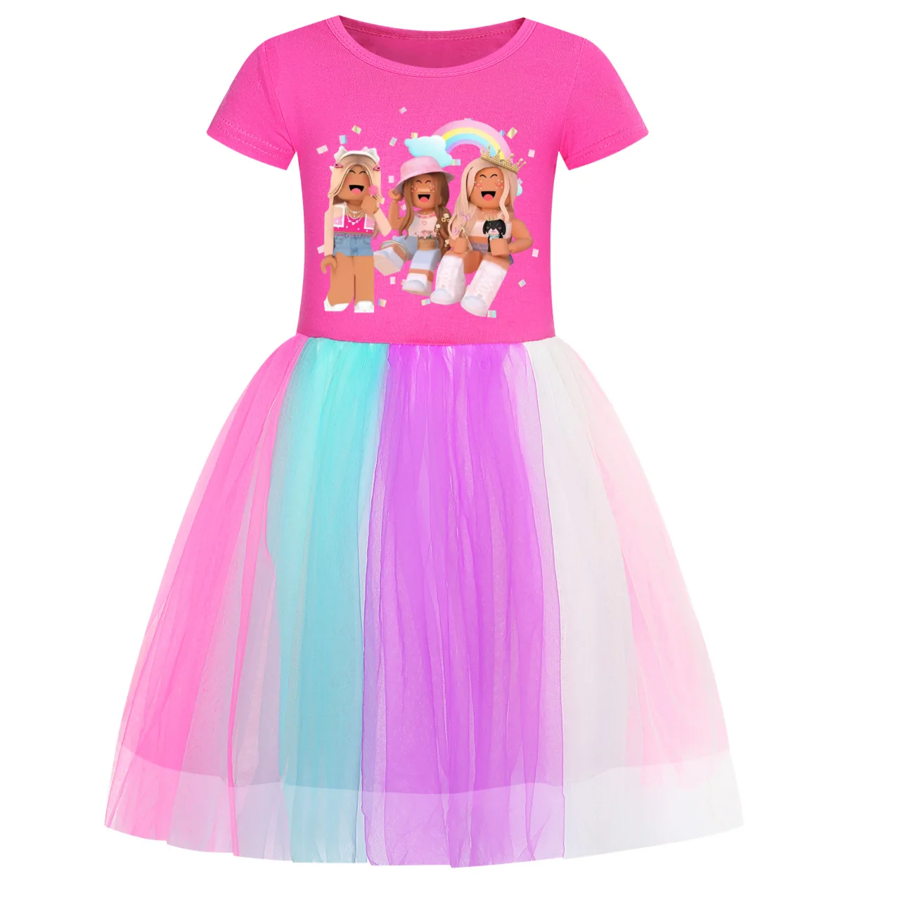Fashion New Summer Girls Game Roblox Cute Trendy Comfortable Versatile Star Rainbow Lace Skirt Birthday Surprise Gift 4