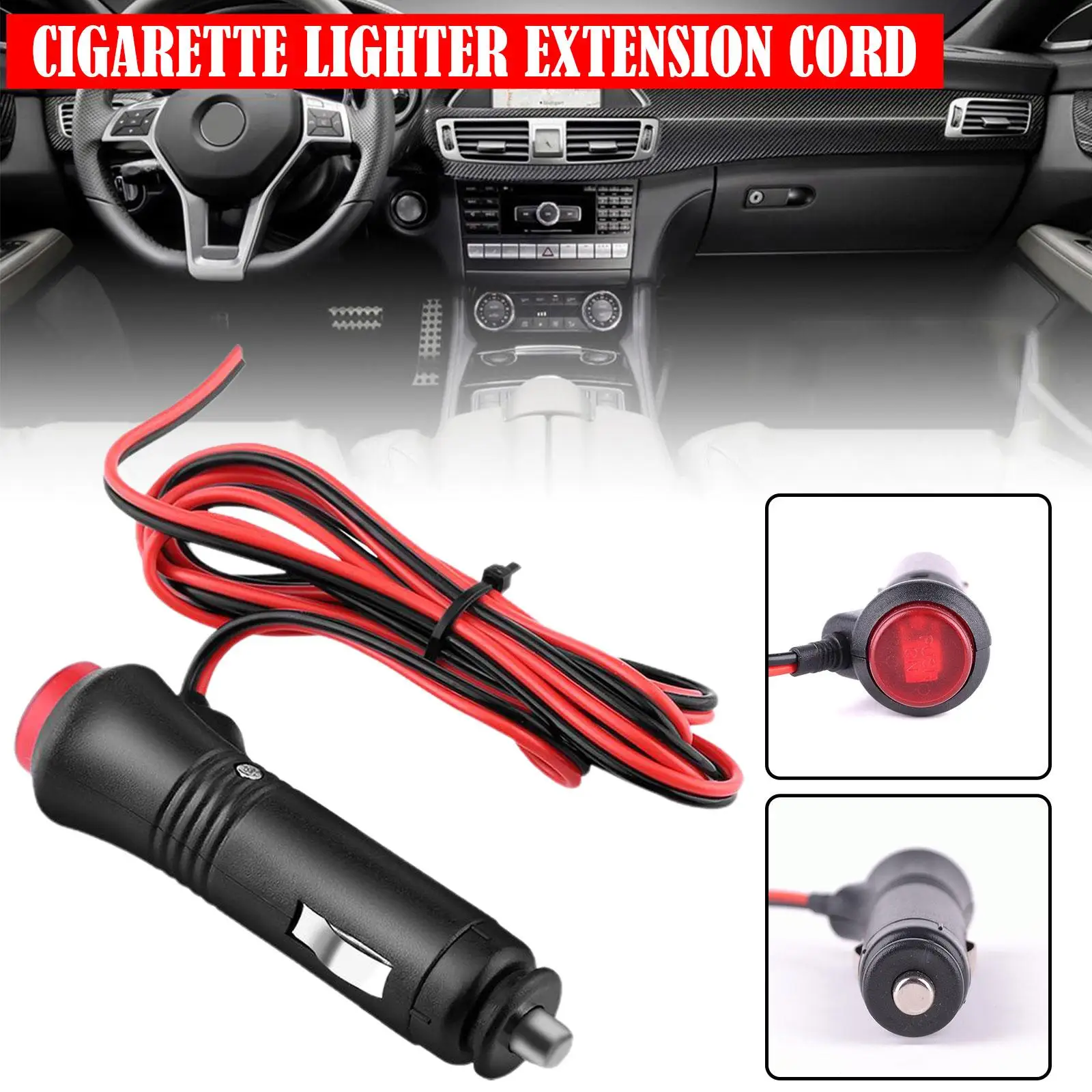 Car Cigarette Lighter Socket Plug Connector 3 meter 12V 24V On Off Switch New Dropping Shipping for all car M9T5 car motorcycle atv boat 12v 24v led on off switch car cigarette lighter power socket plug connector with 10a fuse