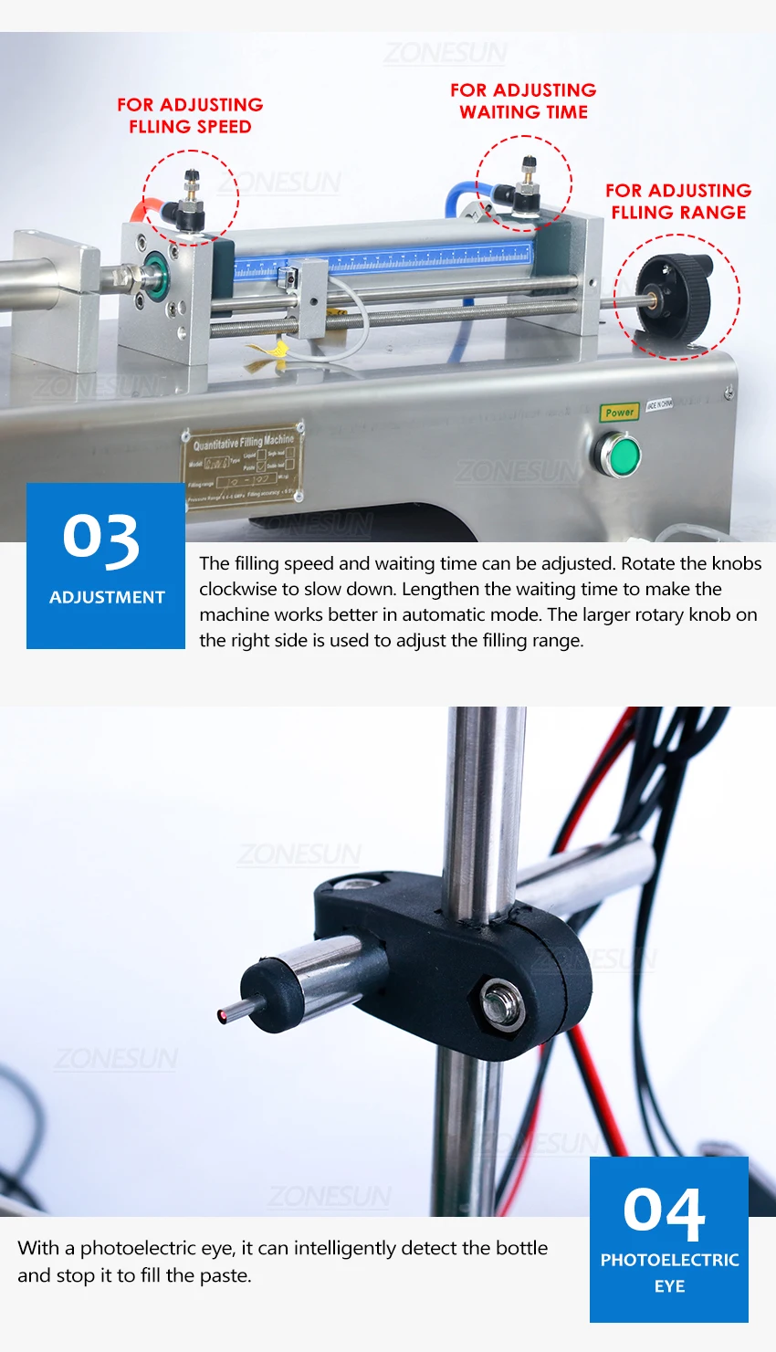 ZONESUN ZS-GTPC1 Pneumatic Paste&Viscous Liquid Filling Machine with Conveyor