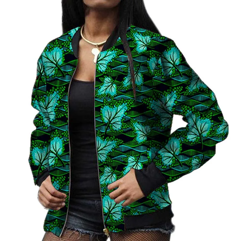 Elegant Colorful Print Women Bomber Jackets African Street Style Short Coat Female Ankara Outfits Customized african men tracksuits ethnic totem printed summer street fashion casual short sleeve shorts high quality beach t shirt 2 pieces