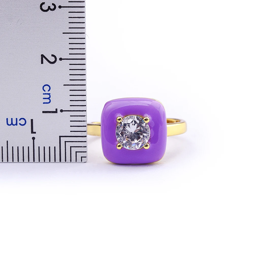 AIBEF Trendy Korean Enamel Candy Color Geometric Square Adjustable Retro Oil Dripping Ring Women Charm Fine Jewelry Wedding Gift wedding rings womens ring finger rings jewelry rings ring jewelry
