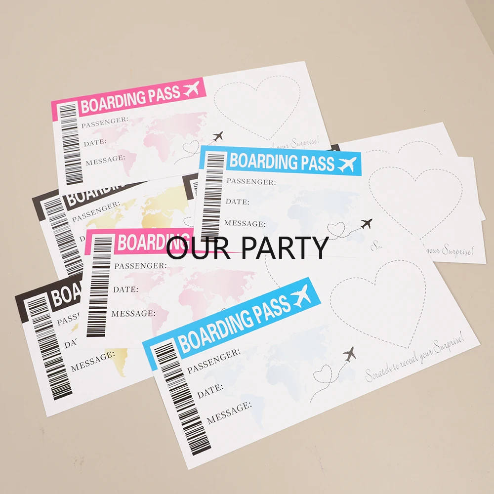 1Set Boarding Pass Theme Scratch Off Game Card Wedding Invitation Cards with Envelope for Birthday Bachelorette Party Decoration greeting cards wedding invitations wedding envelopes