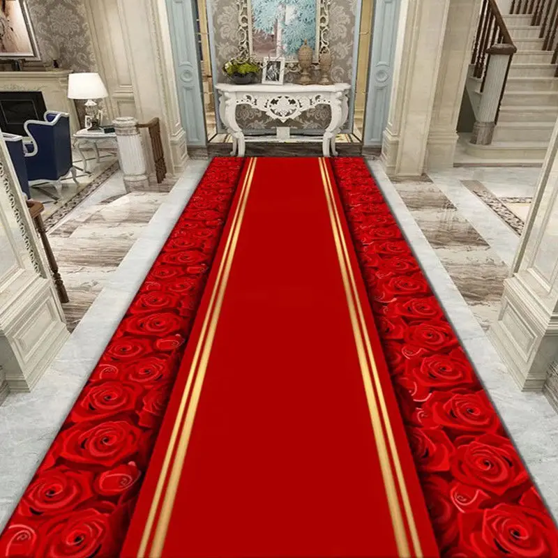 

Customizable Aisle Hallway Long Carpets European Stairs Corridor Home Decor Wedding Hotel Area Rug Long Runner Entrance Door Mat
