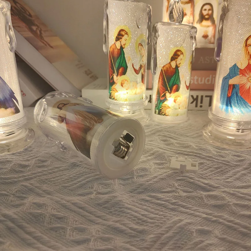 Description Picture 4 of itemJesus Catholic Christian Religious Ceremony Virgin Electronic Flameless LED Devotional Prayer Candles Light Religious Decoration