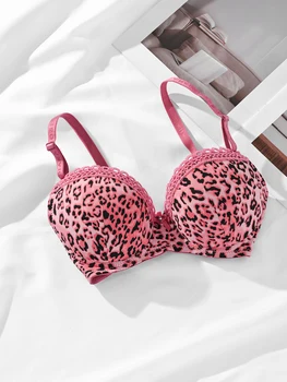 Reggiseno push up da donna con stampa leopardata Diana Rose con anello in acciaio Reggiseno a coppa B Intimo da donna di alta qualità