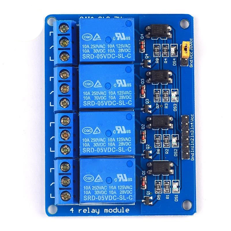 

4 Circuit Electromagnetic Relay Module 5v Four-way Relay Driver Module Plc Single Chip Microcomputer Control Panel Module