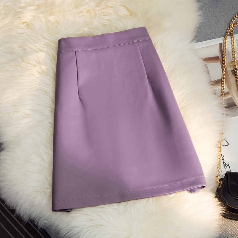 white tennis skirt Korean Autumn New Women Fashion OL Solid Skirts Vintage High Waist A-Line Faldas Mujer 2020 Chic Streetwear PU Mini Skirt skirt and top